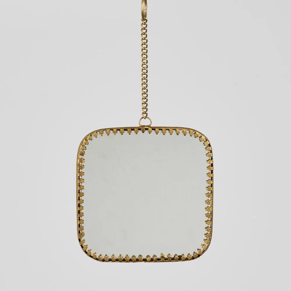 Gold Hanging Mirror Ornament - square